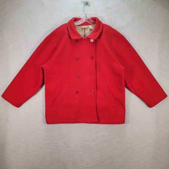 Liz Claiborne Jackets & Blazers - Liz Claiborne Liz Wear Red Collared Button Up Cozy Y2K Pea Coat
